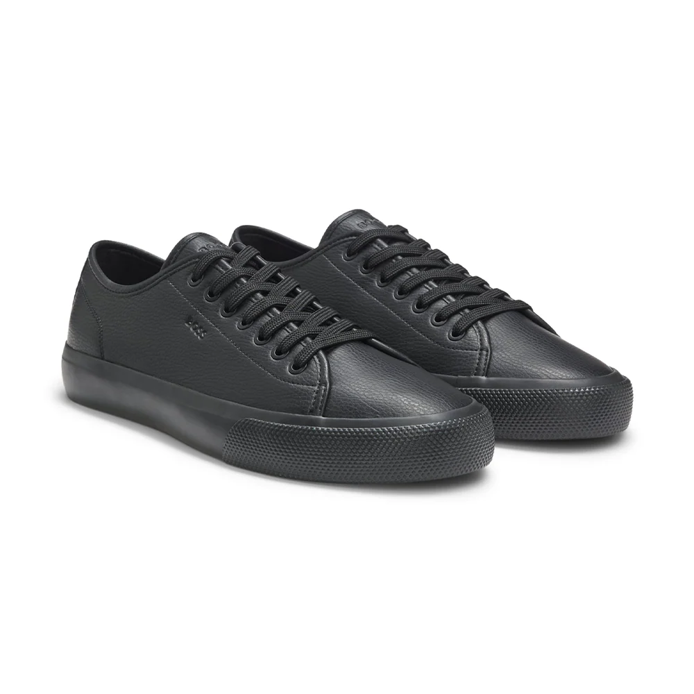 Low-top trainers in grained faux leather - Image 2